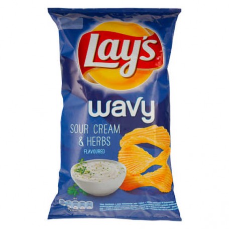 Čipsi Lay's Wavy ar krēj.un garšaugu garšu 130g